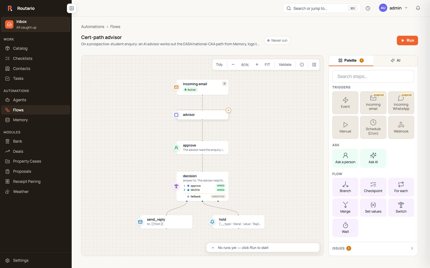 Routario — visual Job editor